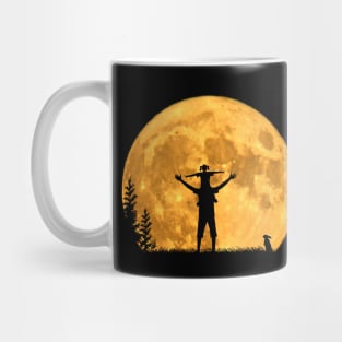 Moon dad father and daughter at full moon night Mug